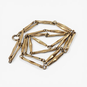 1930s 14K Gold Filled Bar Link Necklace Art Deco Etched Link Chain Vintage Retro